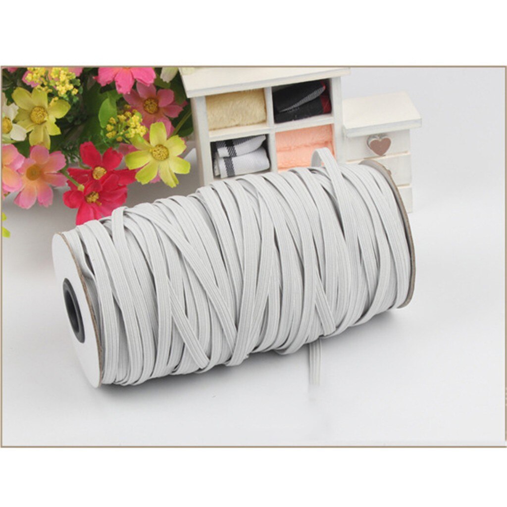 Cordon élastique de couture en tricot de 10 mètres | Cordon élastique plat tricoté, corde de couture extensible pour masque facial largeur 1/5 "# T2G: White 