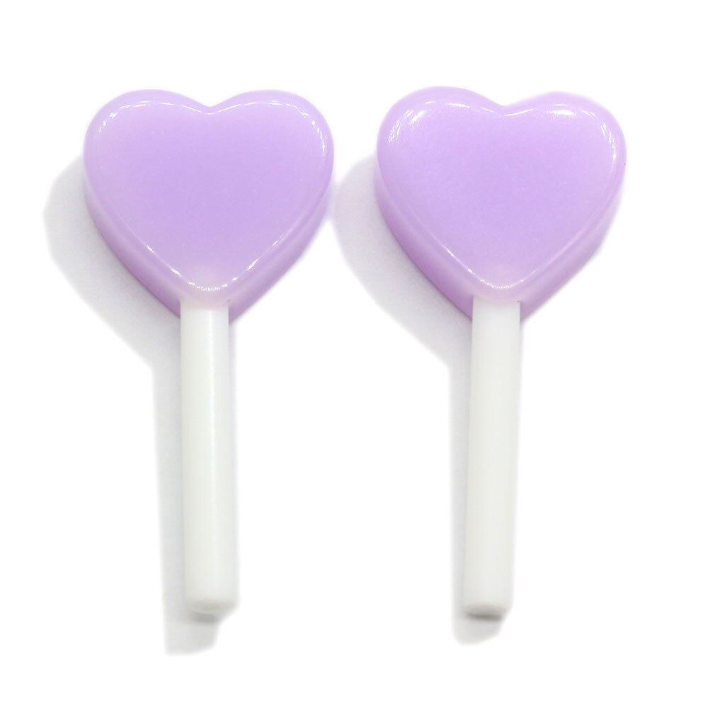 10/20 stk ny nyhed blandet hjerte slikkepind 40*18mm pastel slikkepinde sød flatback harpiks cabochons dekoration håndværk til øreringe &: 10 stk / 5
