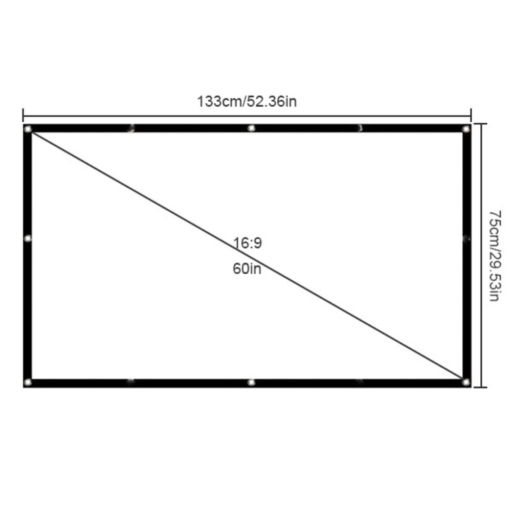 Portable Outdoor Movie Reflective Cloth 16:9 Projector Screen Fabric 60 84 100 120 130&#39; Screen Projection 3D Film Wall Mounted: 60 inch