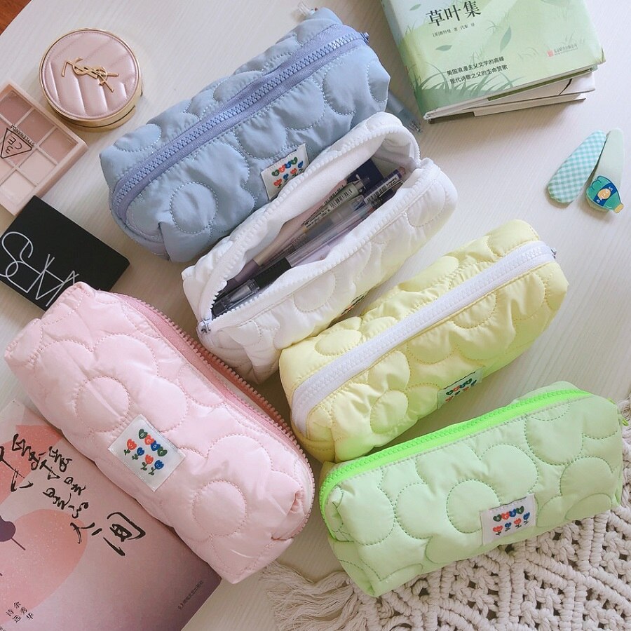 Ins Mini Leuke Make-Tassen Gewatteerde Potlood Pen Gevallen Voor Kantoor Meisjes Kleine Cosmetische Pouch Voor Vrouwen Organizer Voor borstels