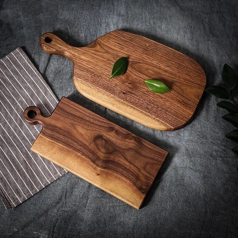 Tabla de corte de cocina de madera entera de nogal negro, tabla para cortar fruta de madera sólida, bandeja para cortar carne y pan