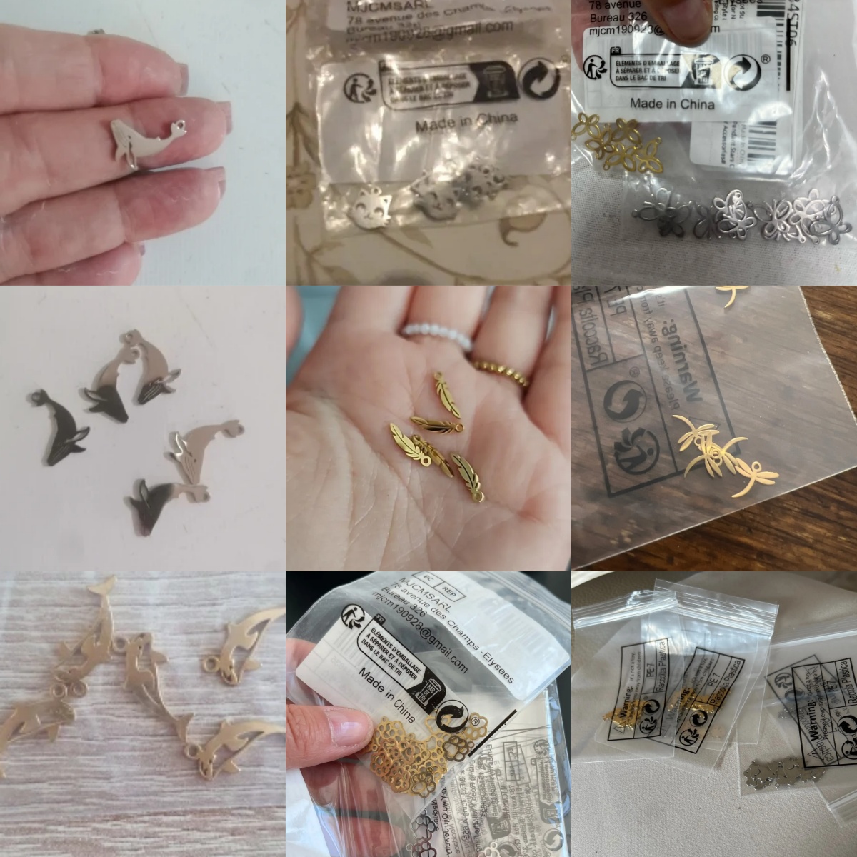 EUEAVAN 5 stks Dier Rvs Charms Kat Vlinder Poot Libel Vissenstaart DIY Hanger Ketting Sieraden Maken Accessoires