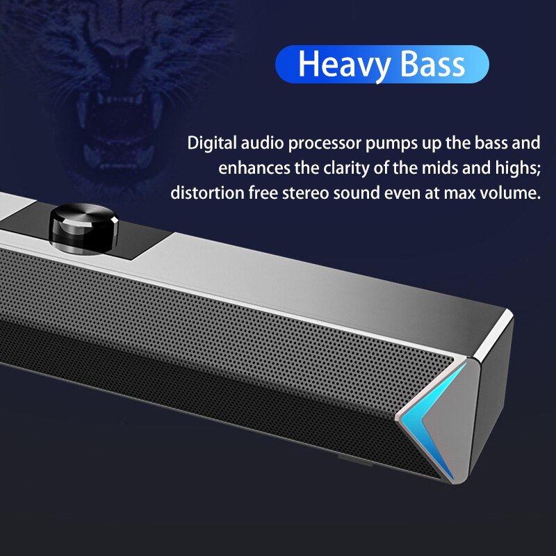 TV Sound Bar AUX USB Wired and Wireless Bluetooth Home Theater FM Radio Surround SoundBar for PC TV Speaker for Computer Phones