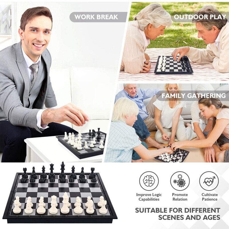 Magnetic Folding Chess Portable 25X25cm Chess Board Black And White Chess Toys For Gatherings And Family Activities