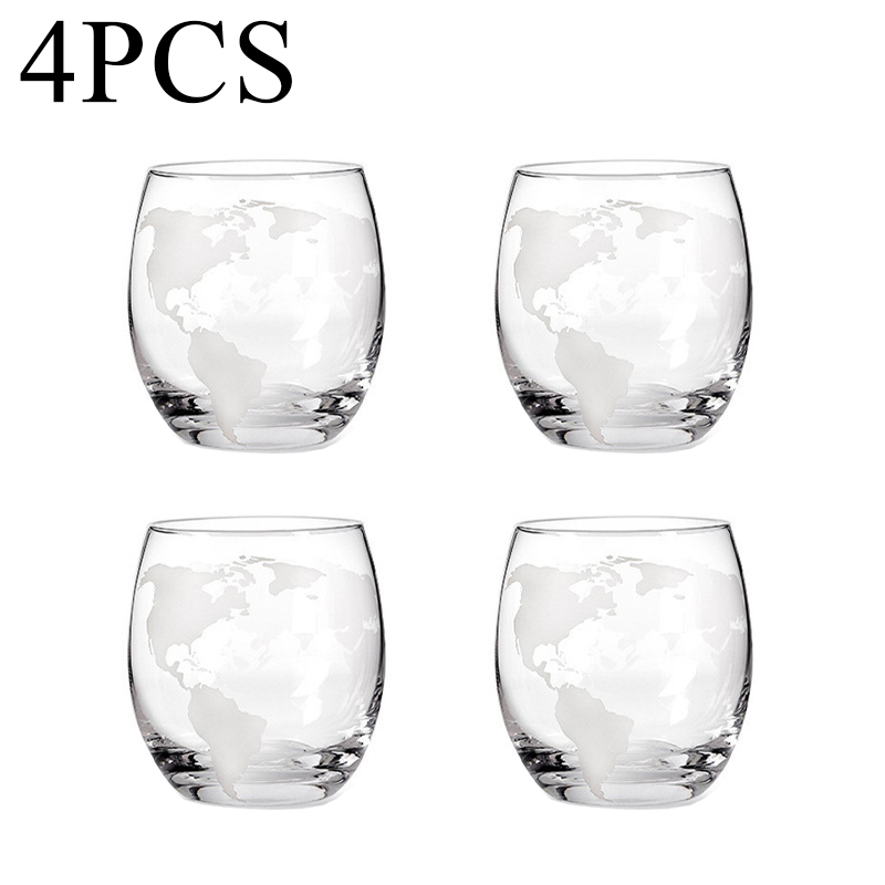Decantador de whisky globo aireador de vino, conjunto de cristal de calavera de velero dentro de cristal con soporte de madera fina, decantador de licor para taza de Vodka: 4 cups