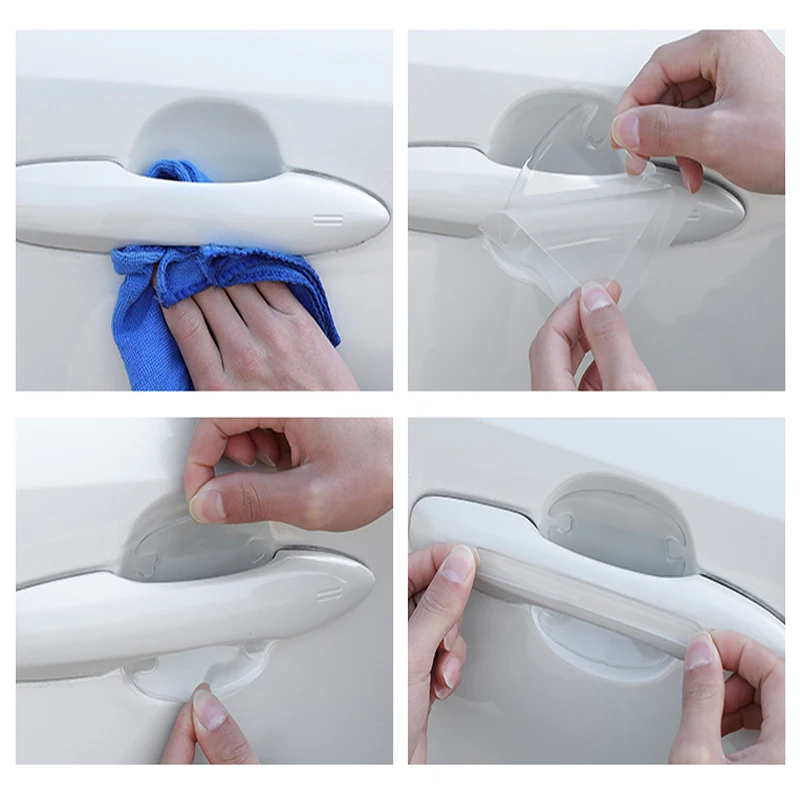 Autocollants transparents anti-rayures pour poignée de porte de voiture, bande de Protection Anti-collision pour rétroviseur Invisible en silicone