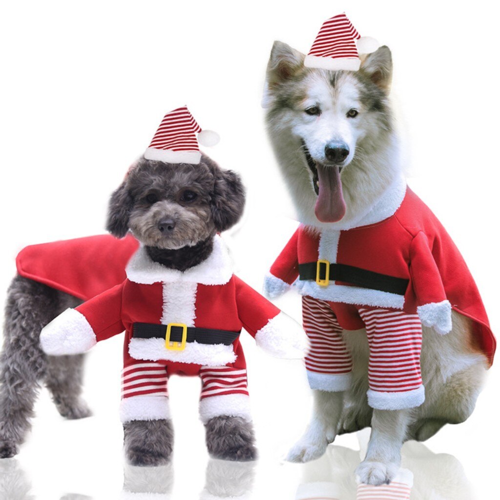 25#  jul santa rød vinter varmt tøj kostumer med hat tøj fest kjole op hund kat pyjamas kæledyr tøj: Xs