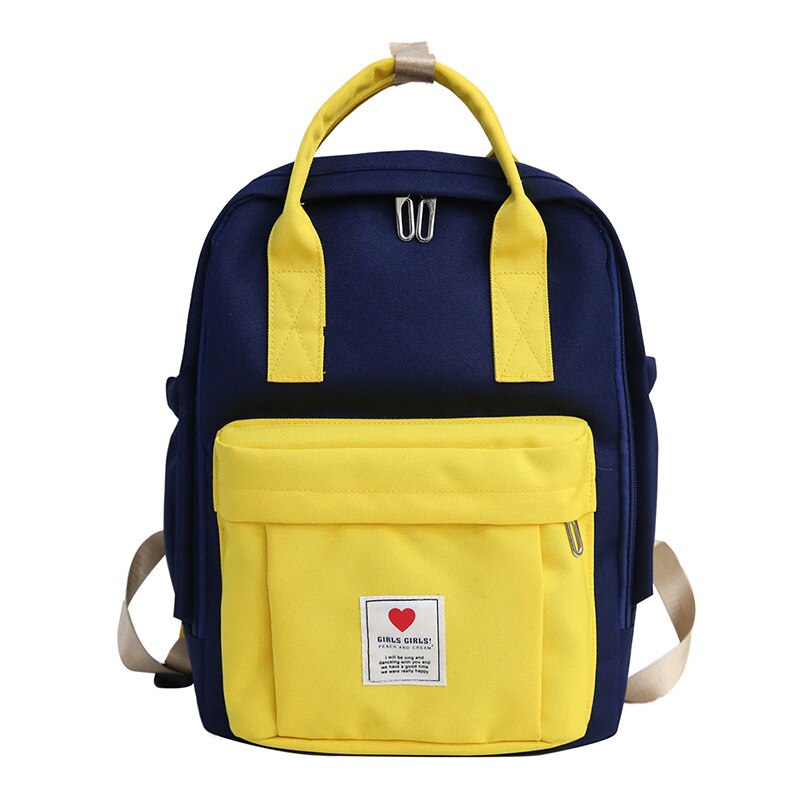 Women Backpack for Teenage Girls Summer Female Casual School Students Shoulder Bags Sweet Travel Backpacks: Blue and yellow