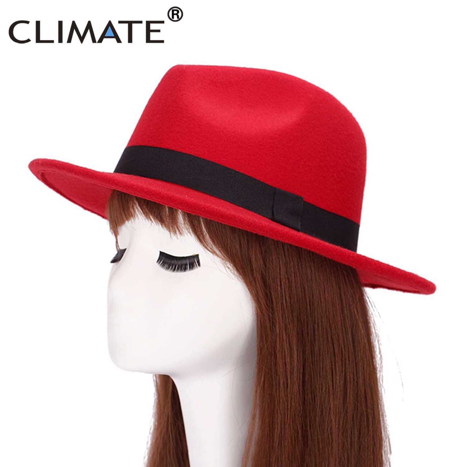 Climat femmes Jazz Fedora Cowboy chapeau dames Jazz chapeaux pour femme homme Fedoras casquette Polyester laine chapeau Cowboy Fedora