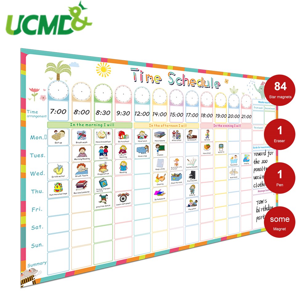 Magnetisk tidsplan kalender hold magneter whiteboard adfærd belønning diagram 40 stk magnetiske gøremål kort børn pædagogisk legetøj