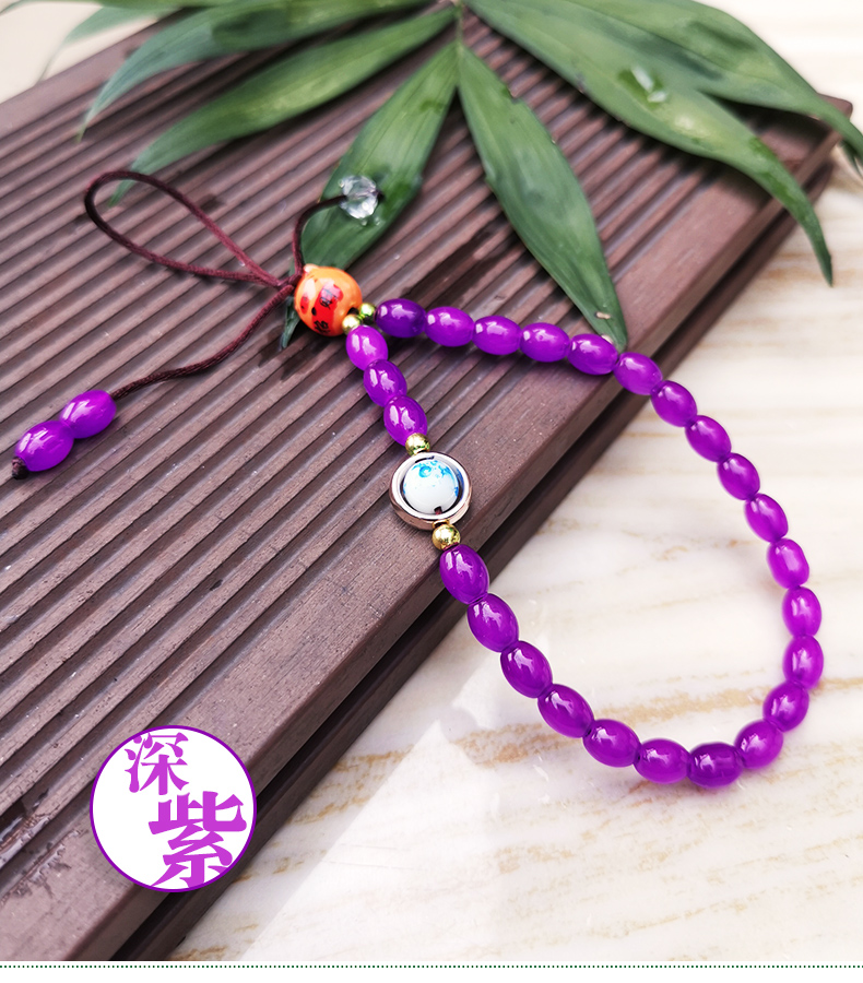 Japanese Lucky Cat Bead Mobile Phone Strap Lanyar String for iphone 12 11 Samsung Huawei Xiaomi Honor Keychains A14: dark purple