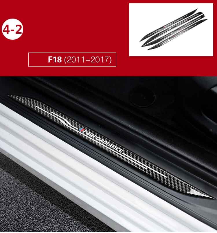 Umbral de puerta protectores de placa de desgaste de fibra de carbono de umbral de puerta s pegatinas para BMW F10 F30 F34 E70 X1 X5 X6 E90 E70 E71 Accesorios: F18 2011-2017