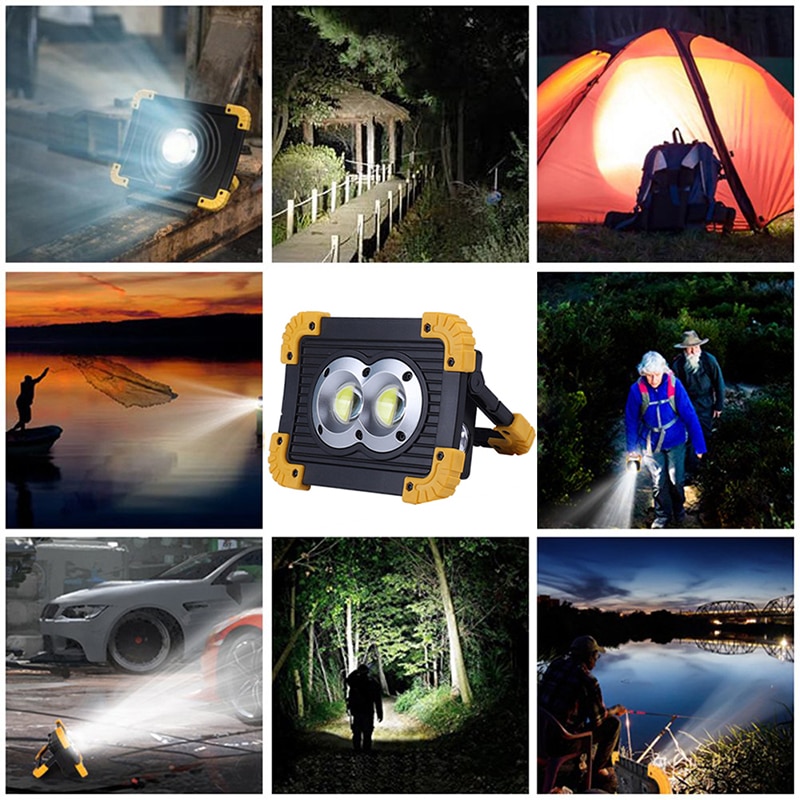 100W foco Led portátil 30000lm luz Led de trabajo súper brillante recargable para Camping al aire libre lámpara Led linterna por 18650