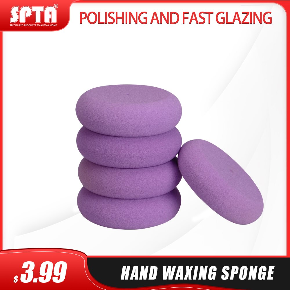 SPTA Hand Waxing Sponge 100mm Rubbing Compound Applicator Car Beauty Waxing Pad Auto Paint Care Polishing Sponge Pad