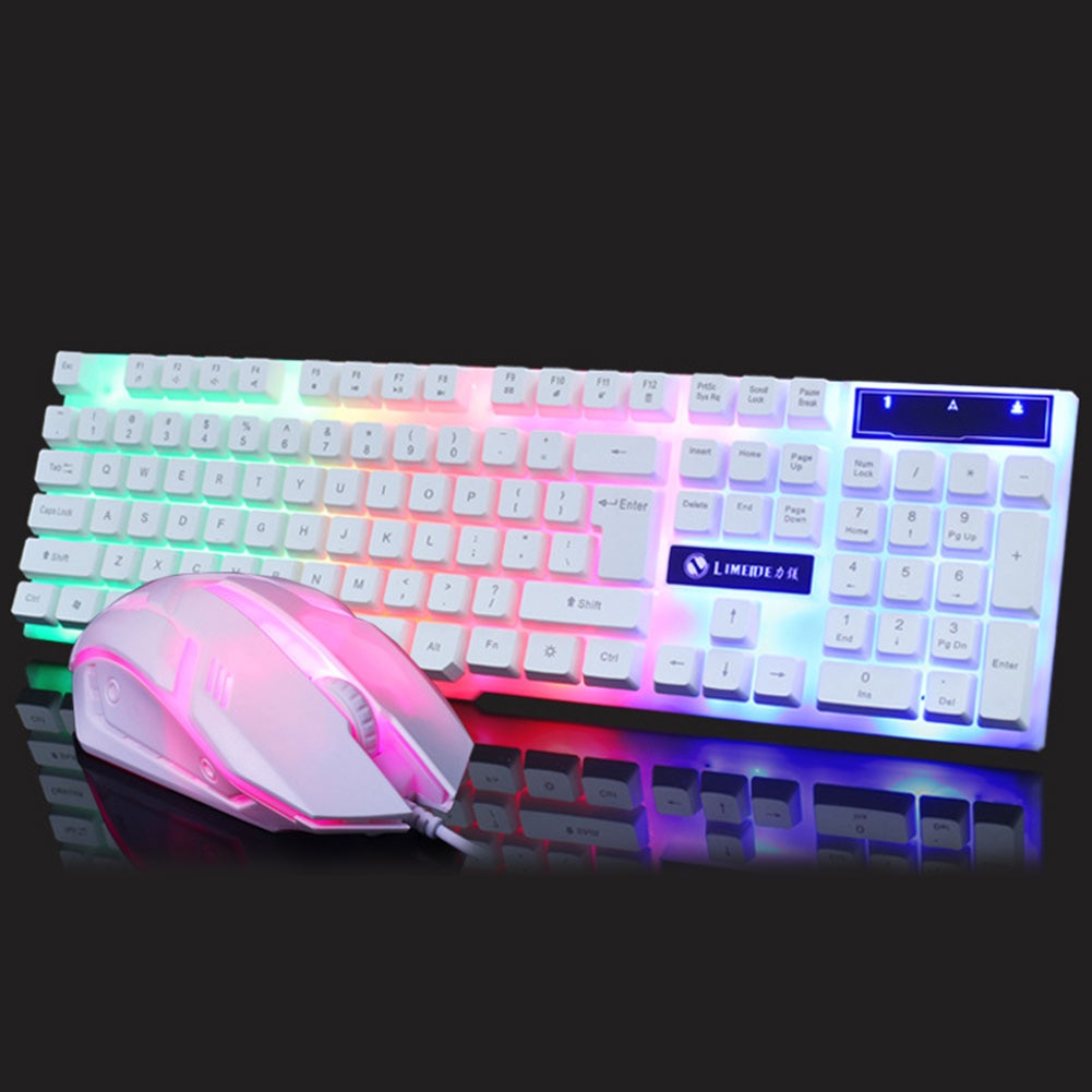 Zestaw Klawiatura i Mysz USB Przewodowa 104 Klawisze - Podświetlenie LED - Do Notebooków, Laptopów, Desktopów - Gaming i Biuro