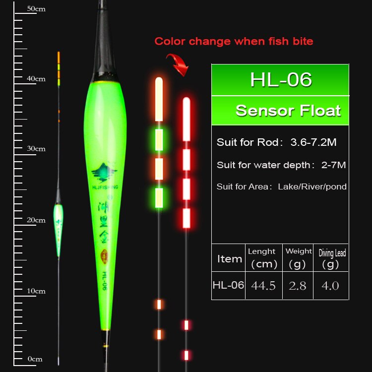 Hljfish flotteur de pêche flotteur électrique capteur de gravité Smart IC intégré appâts de poisson antenne changement de couleur LED flotteur lumineux: HL06 Float (4.0g)