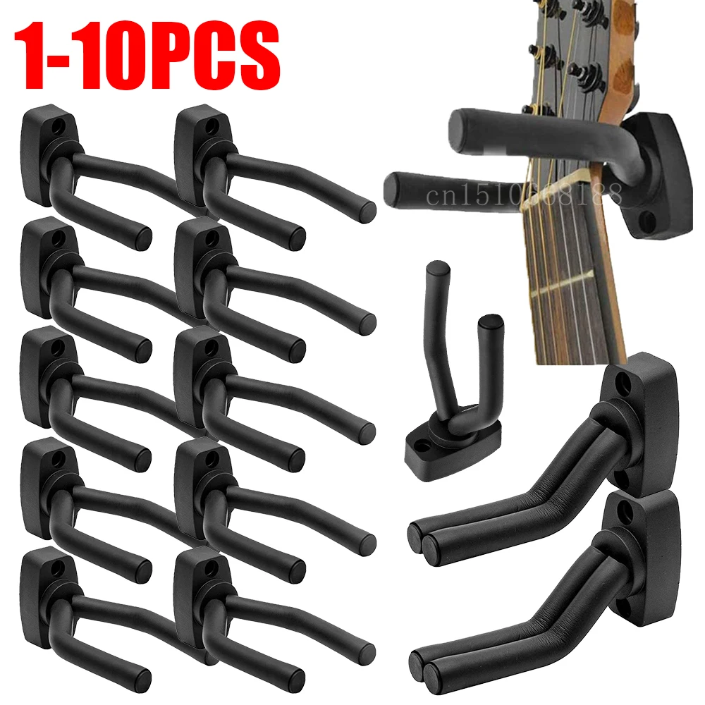 1-10 stk. vægophæng til guitar, sort guitarophæng, vægkrog til alle størrelser guitarer, bas, mandolin, banjo, ukulele, guitartilbehør