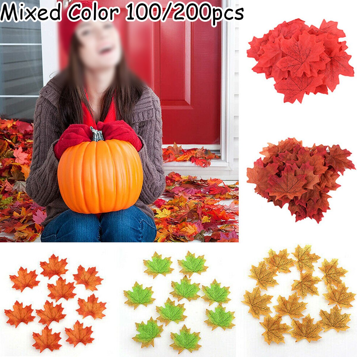 Print Maple Leaves Craft Wedding Party Romantic Mixed Color 100/200Pcs