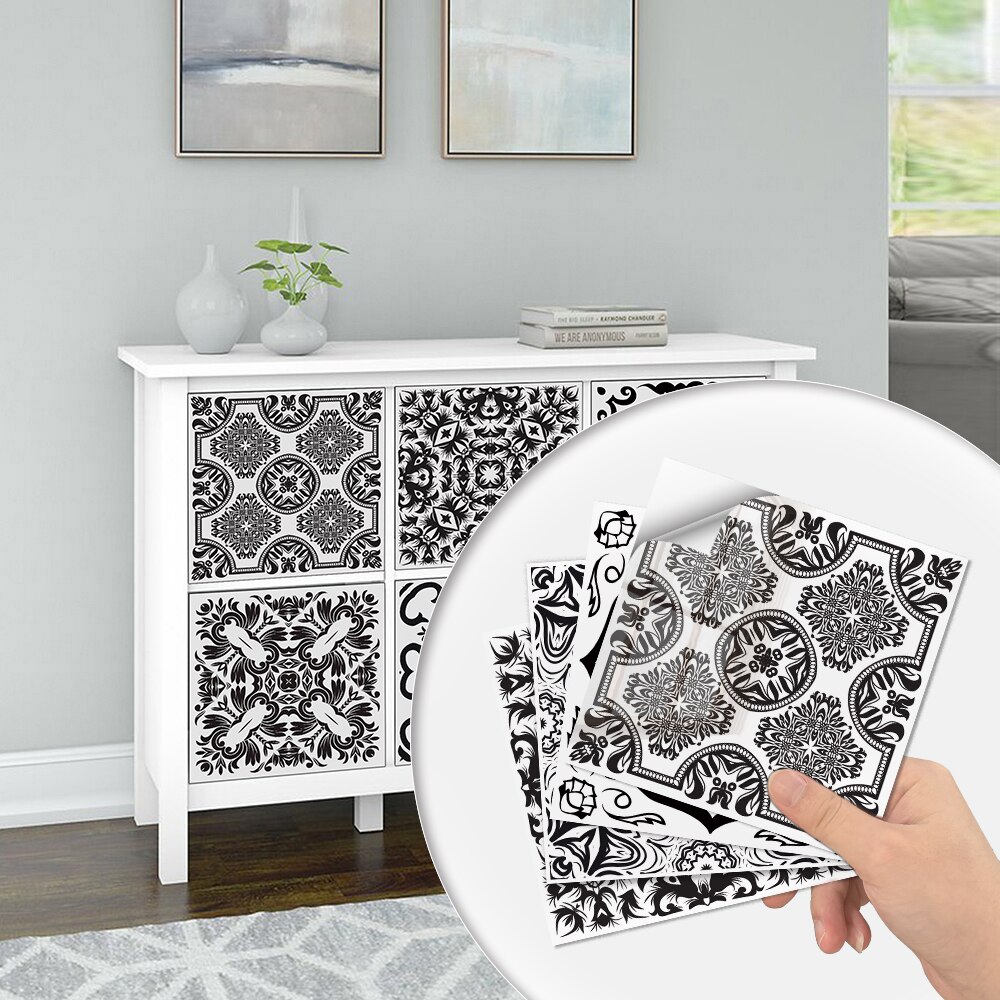 10 st europeisk stil hård film kakel kakel renovering tv bakgrund väggdekaler vattentäta och oljesäkra kakel klistermärken