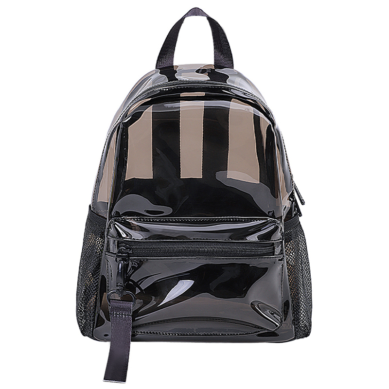 TINYAT Clear Transparent Backpack for Women, Female Cute Ita School Bag, Waterproof and Fashionable, Ideal for Sports, Concerts: black