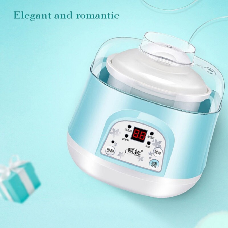 220V Electric Slow Cooker Multifunctional Food Steamer Heating Cup Pot Stainless Steel Steamer Electric Rice Cooker: blue / EU