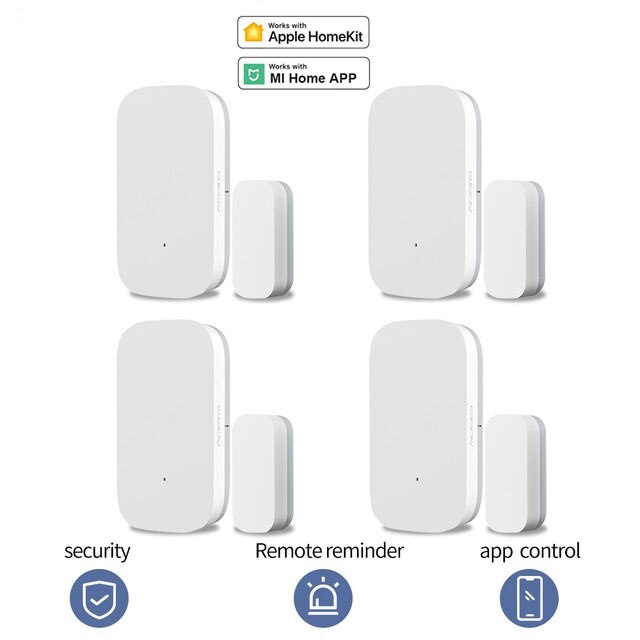 Xiaomi Aqara sensore per porte e finestre Zigbee connessione senza fili telecomando intelligente mini sensore per porte funziona con MiHome/Mela casa kit: 4pezzi door sensore