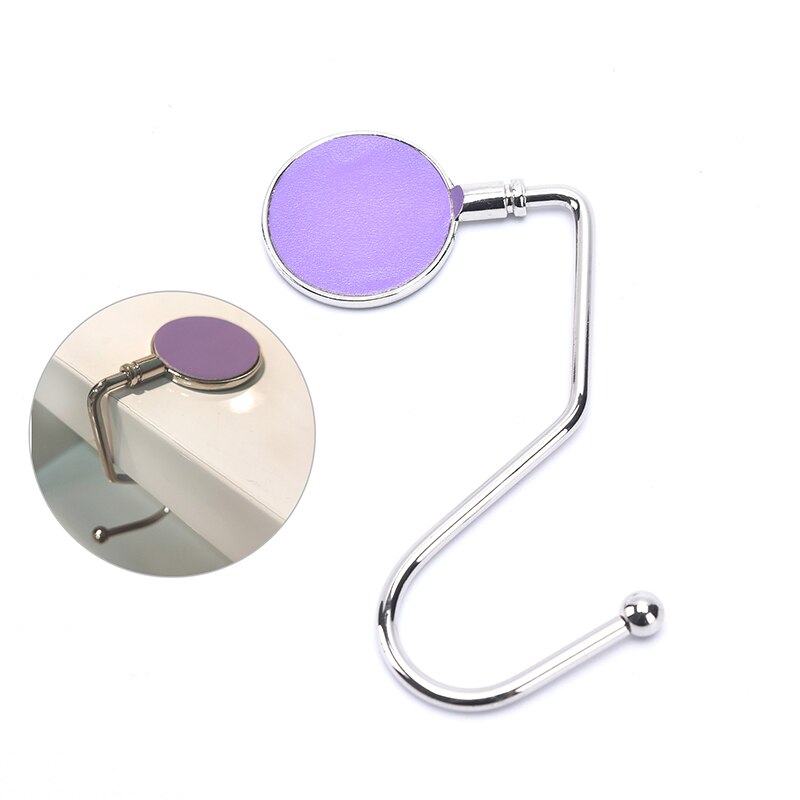 Foldable Hanging Desk Hook Write Name Large Load-bearing Table Side Hook Metal Portable Hanging Bag Hook Purse Handbag Hanger: Purple