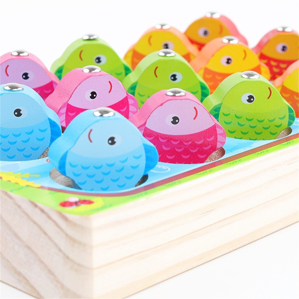 Magnetic Fishing Toys Fish Wooden Magnetic Fishing Toys 10Pcs Set Fish Game Educational Fishing Toy zabawki dla dzieci juegos