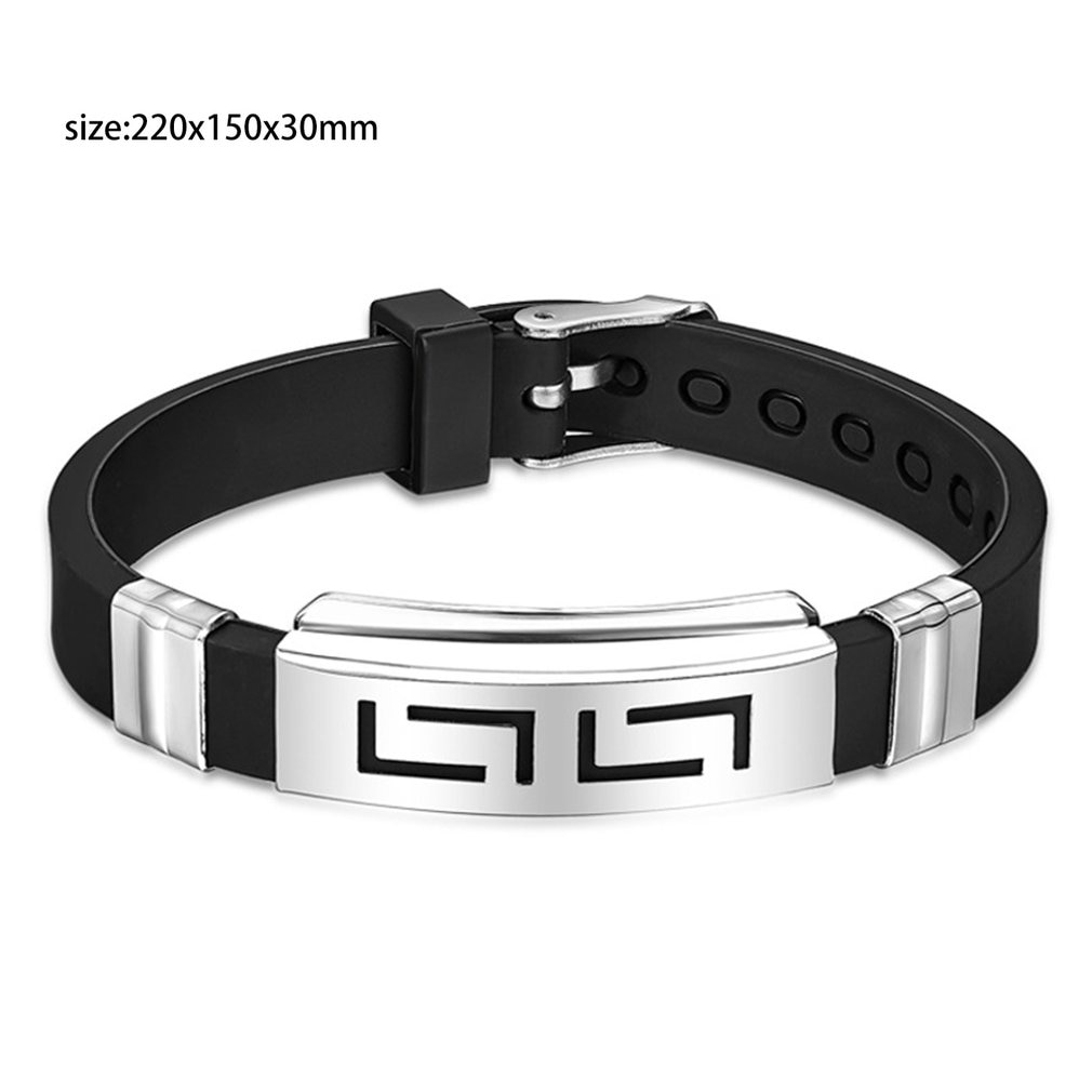Stainless Steel Hand Chain Jewelry Men Boys Silicone Black Trendcy Shape Classic Bangle Bracelet Trendcy