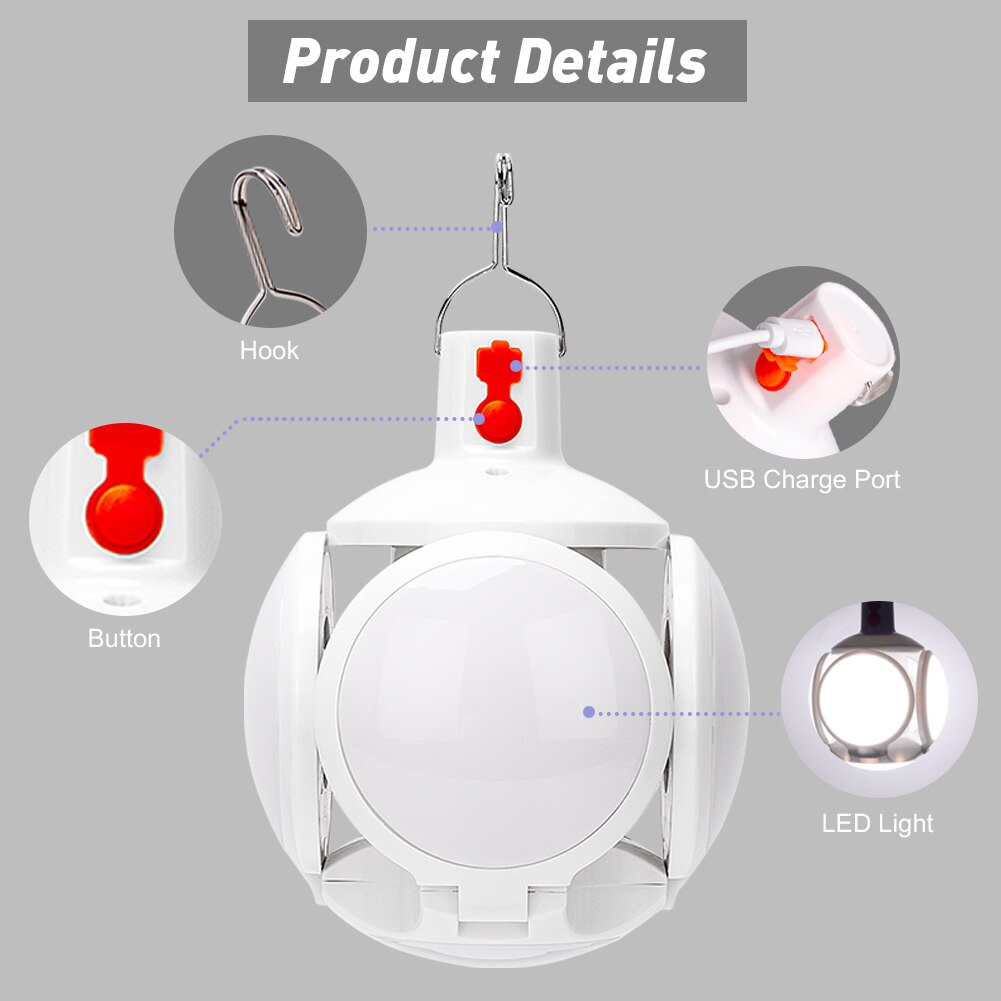 Waterproof UFO Foldable Light 5 Modes Rechargeable LED Camping Lantern Tent Light Portable Emergency Light For Camping Garden