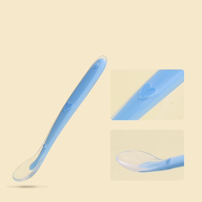 Baby Zachte Siliconen Lepel Snoep Kleur Baby Peuter Kinderen Leren Voedsel Babyvoeding Gereedschap Veilig Temperatuur Sensing Lepel 1 Pc