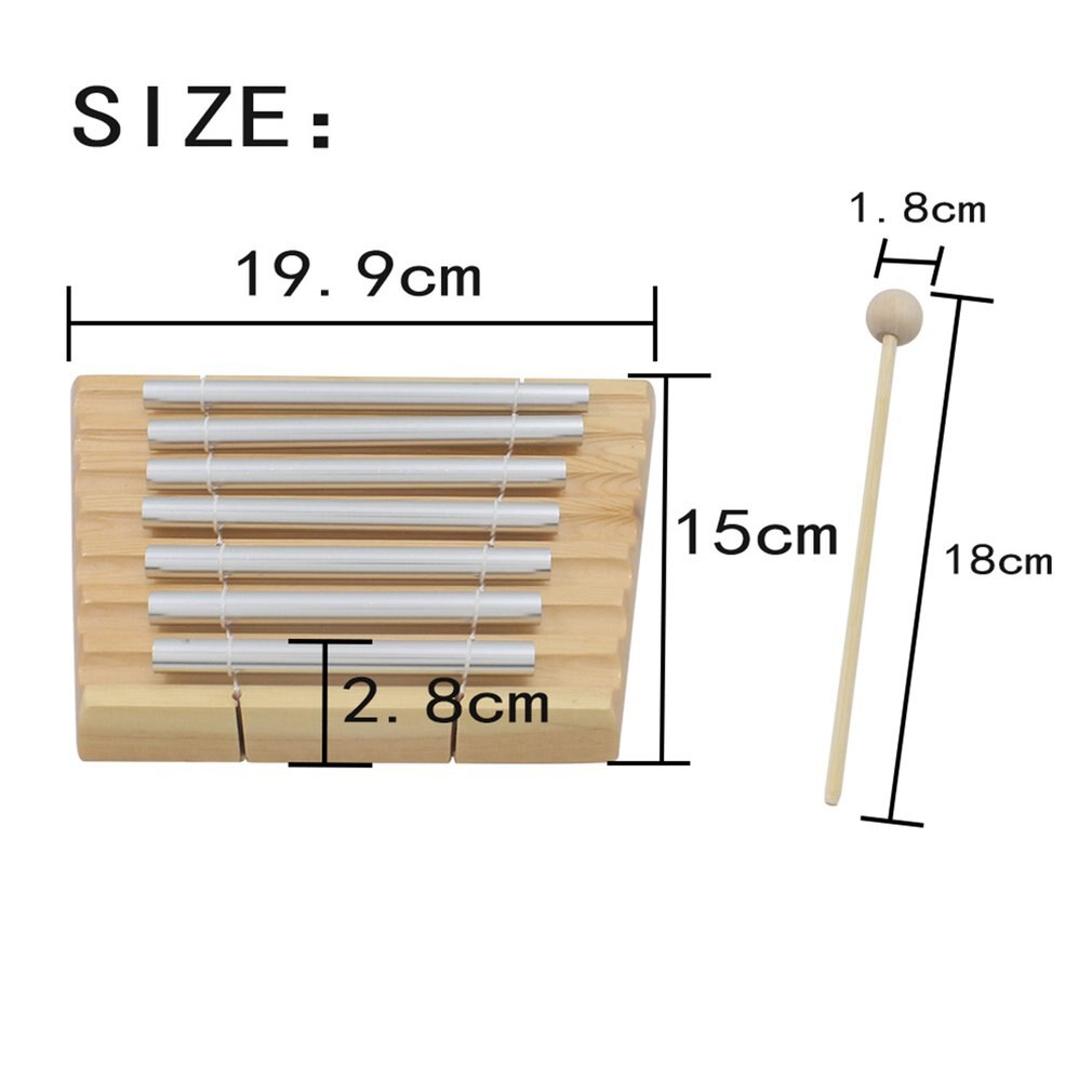 1PC Wooden Percussion Seven Bar Chime Percussion 7 Toner Musical Instruments with Wooden Percussion Hammer