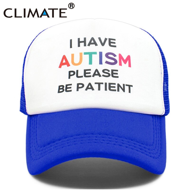 CLIMATE Autism Cap Please Be Patient I Have Autism Trucker Cap Autistic The Good Doctor Shaun Murphy Child Pattern Mesh Cap Caps: Blue / adult 55to58cm Head