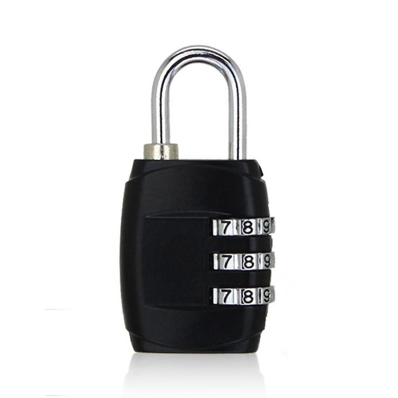 Digit Number Locks Zinc Alloy Security Travel Suitcase Luggage Code Lock Padlock Mini Metal Luggage Cabinet Lock: Black