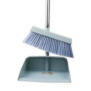 Windproof Broom & Dustpan With Broomstick Cleaning Brush Long Comb Teeth Floor cleaning Broom and Dustpan Litter Picker: broom dustpan