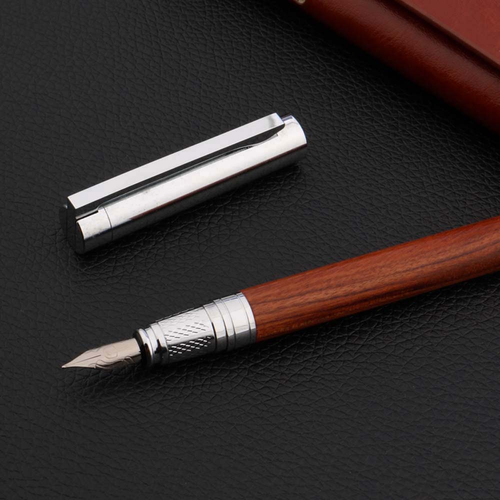 de luxe 225 stylo plume bois acier inoxydable 0.7mm plume papeterie bureau fournitures scolaires stylos à encre