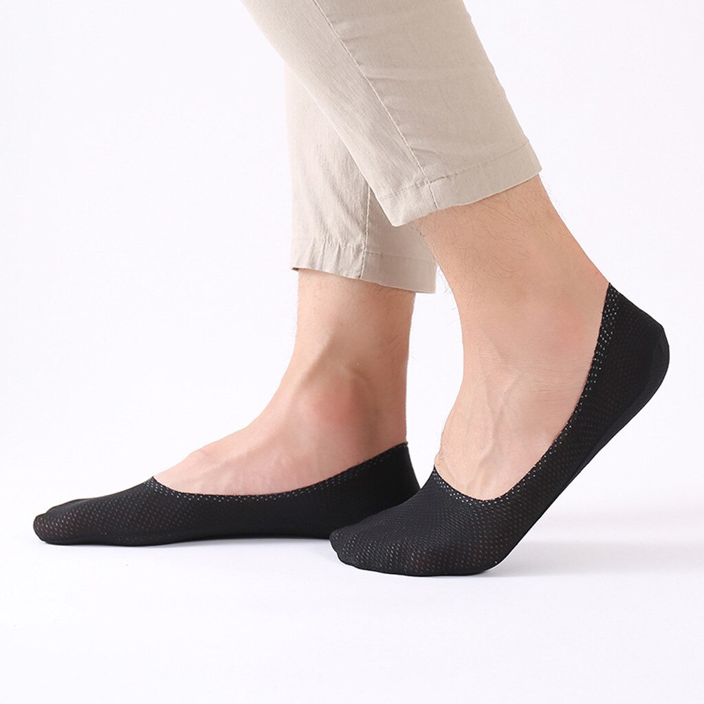 Mannen Sokken Katoen Korte Zomer Zachte Ademende Ice Zijden Sokken Mens Katoen Ijs Zijde Zacht Antislip Dunne sport K916: Black