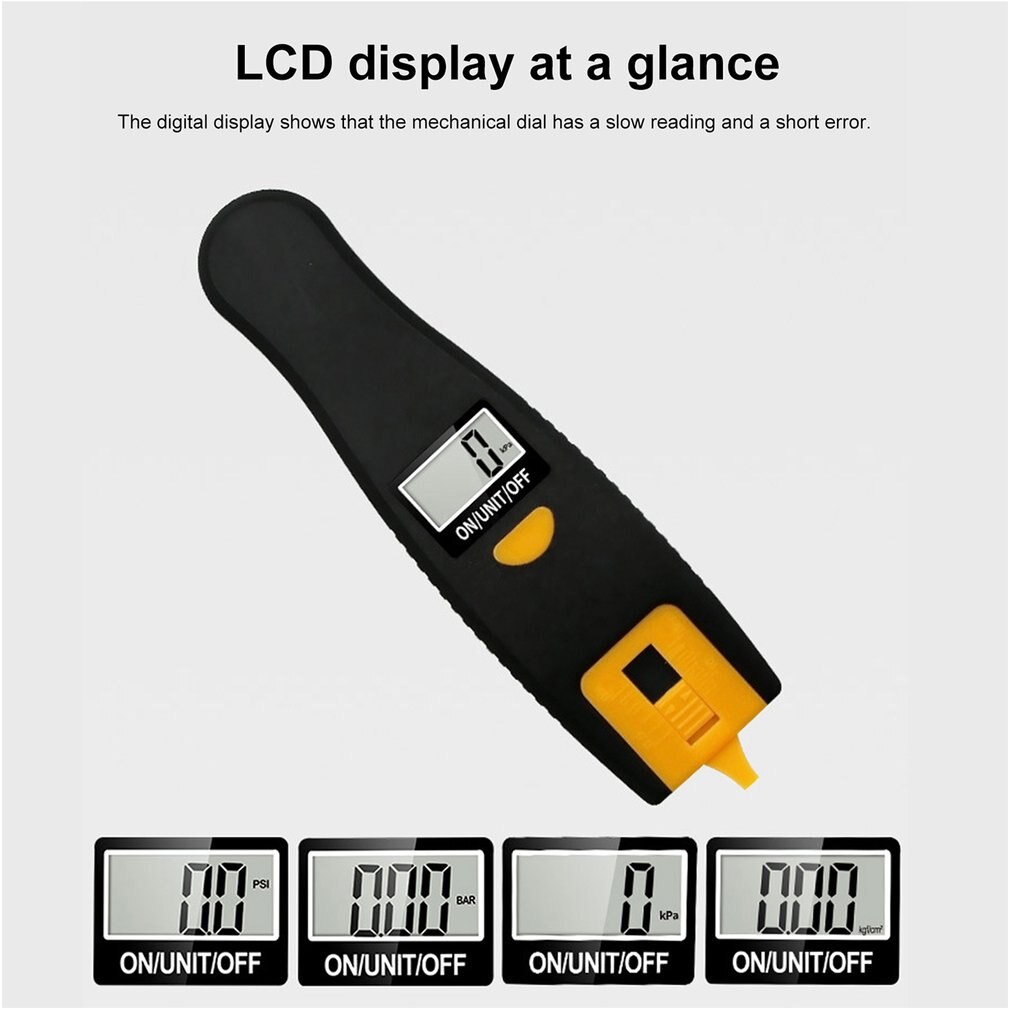 2-in-1 Digital Tire Pressure Gauge Car Tread Depth Gauge Tire Pressure Monitoring Tool LCD Display 100 PSI Backlight