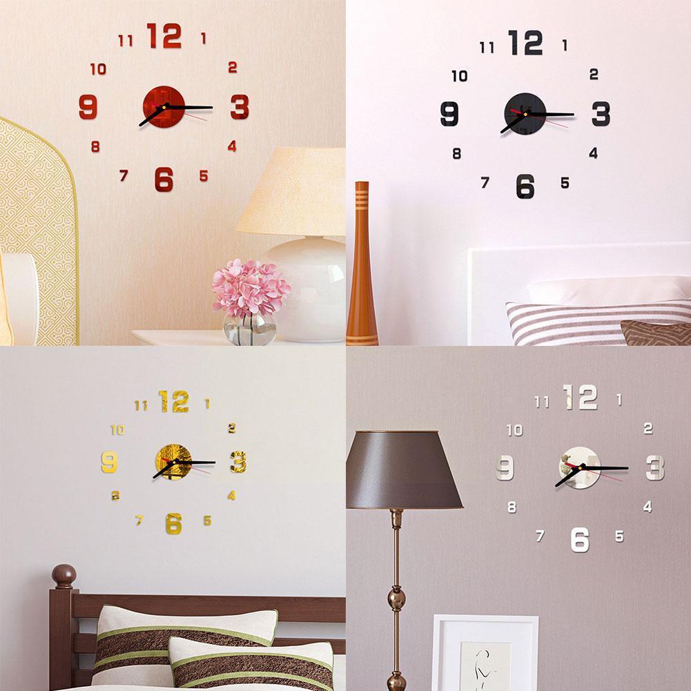 3d Diy Roman Numbers Acrylic Mirror Wall Sticker Clock Home Decor Mural Decals Clock Sticker For Home Kitchen Living Room D K3h5