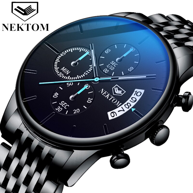 Nektom Explosies Mannen Horloge Mode Stalen Band Quartz Horloge Waterdicht Lichtgevende Trend Horloge