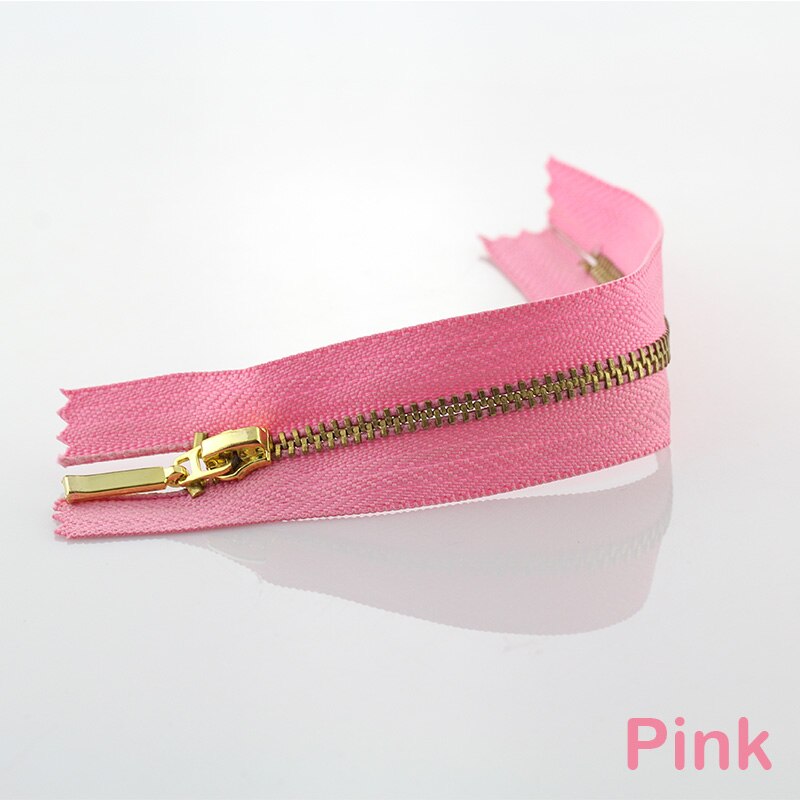 3Pcs 3 #15Cm Metalen Rits Messing Close-End Auto Lock Kleding Voor Naaien Ritsen: Pink