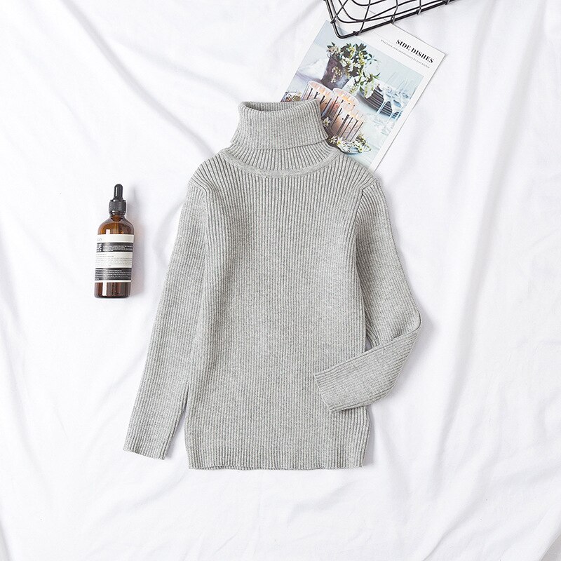 0-6Y Peuter Baby Meisje Coltrui Truien Winter Fall Effen Kleur Lange Mouwen Knited Top Zachte Truien Uitloper