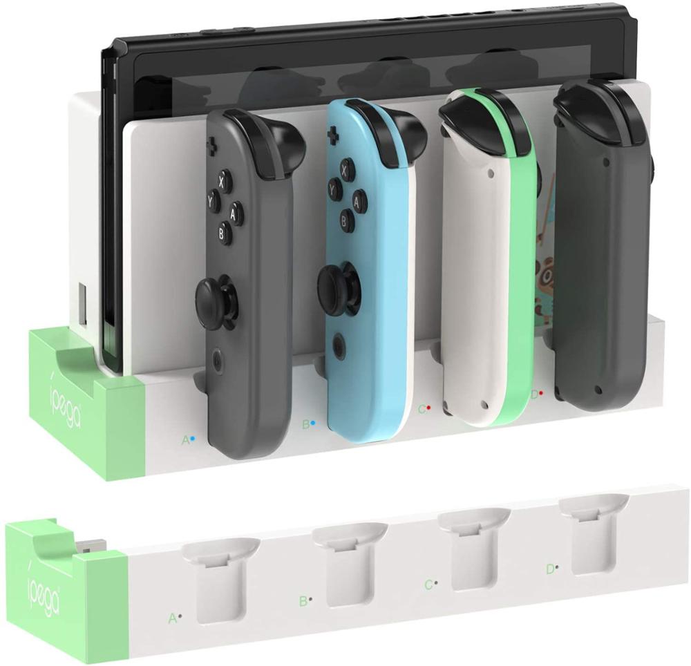 Switch Joy Con Controller Charger Dock Stand Station Holder for Nintendo Switch NS Joy-Con Game Charging Power Supply: White and green