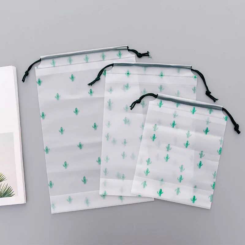 1 pçs saco de armazenamento bolsa de viagem sacos de bagagem transparente à prova ddrawstring água cordão saco de armazenamento de roupas organizador de sapato bolso cosmético