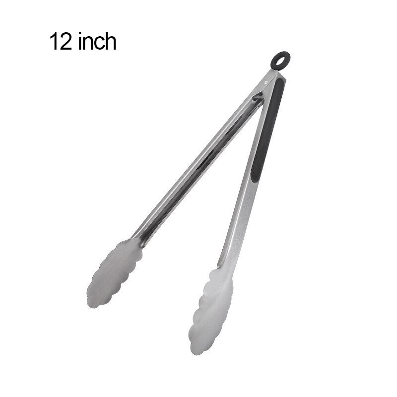 430 Stainless Steel Salad Tongs BBQ Kitchen Cooking Food Serving Utensil Tong Kitchen Accessories Tools Restaurant Food Folder: 12 inch