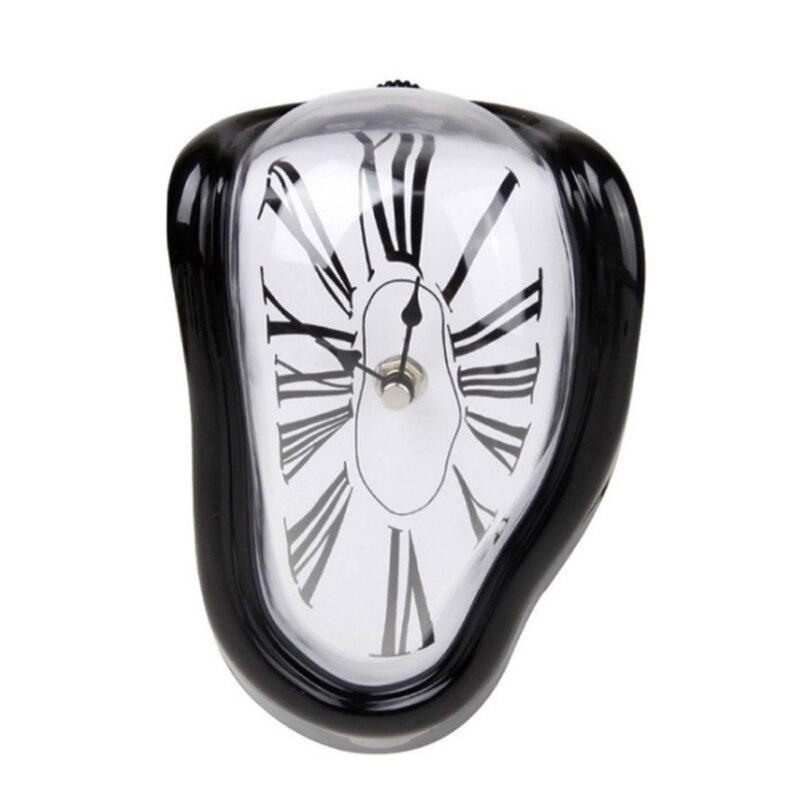 Melting Clock Watch Melting Time Flow Desktop Twisted Clock-Gold (without Battery): black