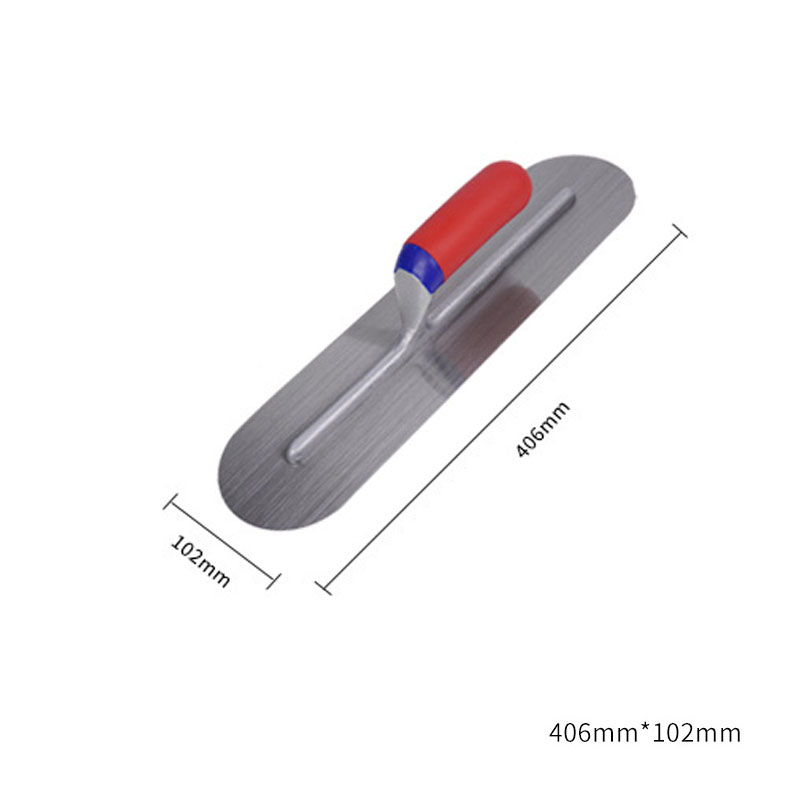 Carbon Steel Blade Plastic Handle Rounded Front Finishing Plaster Trowel Construction Concrete Spatula Tool: Blue