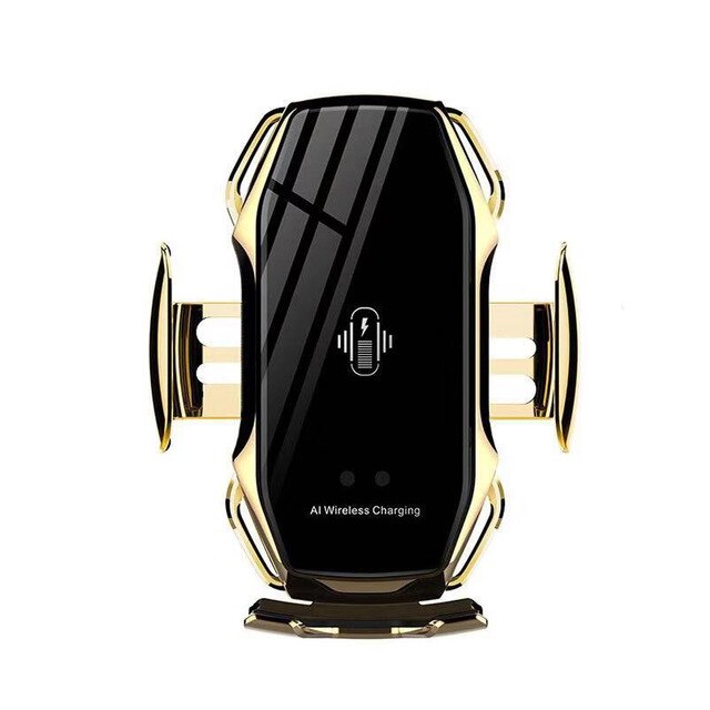 Cargador de coche inalámbrico A5 de 10W, soporte de teléfono de carga rápida con sujeción automática para iPhone 11, Huawei y Samsung: Gold