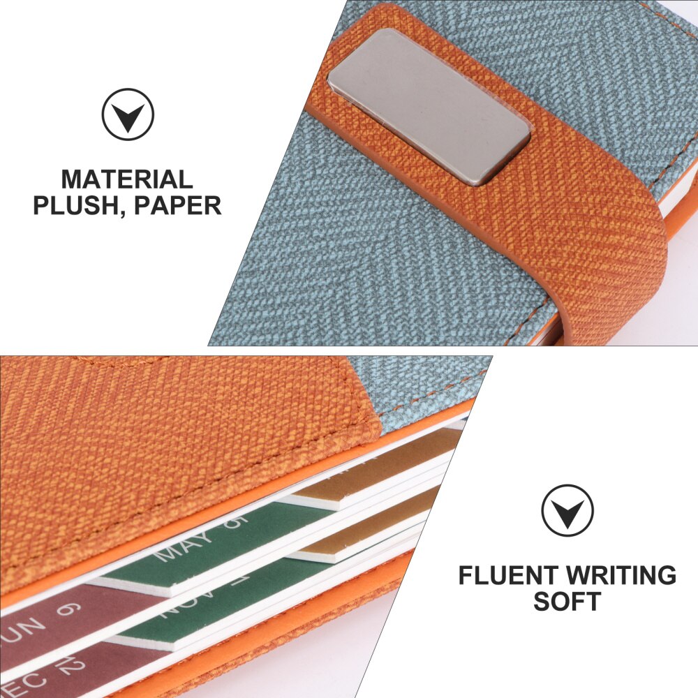 365 Days Month Schedule Notebook Imitation Leather A5 Planner Diary Stationery for Man Woman Student (Dark Green)