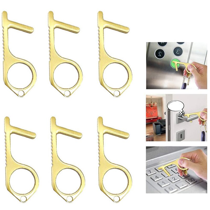 Contactless Clean Key, Reusable Portable No Press Door Opener and Hand Tool Elevator Button Pusher Tool 6 Pack